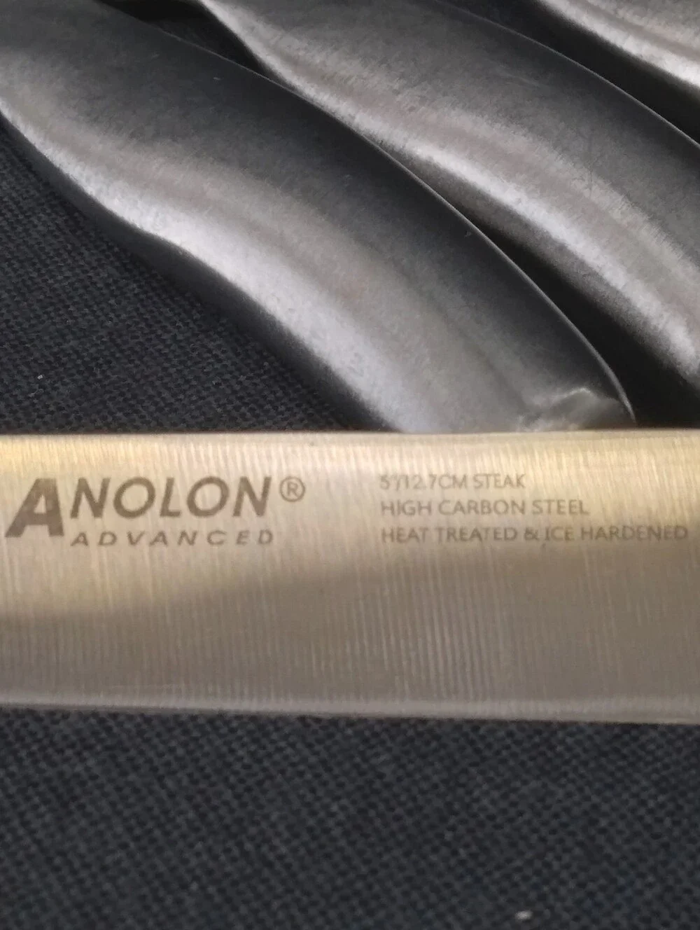 Set of 6 Analon Carbon Steel Steak Knives Heat Treated Ice Hardened 5
